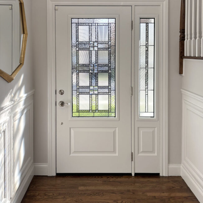 ProVia Ascent white door with decorative glass