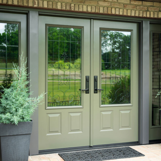ProVia Legacy double entry doors with decorative glass